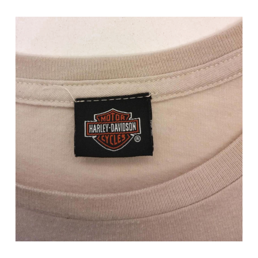 1593 Harley Davidson American Flag Short Sleeve T Shirt Beige 2XL