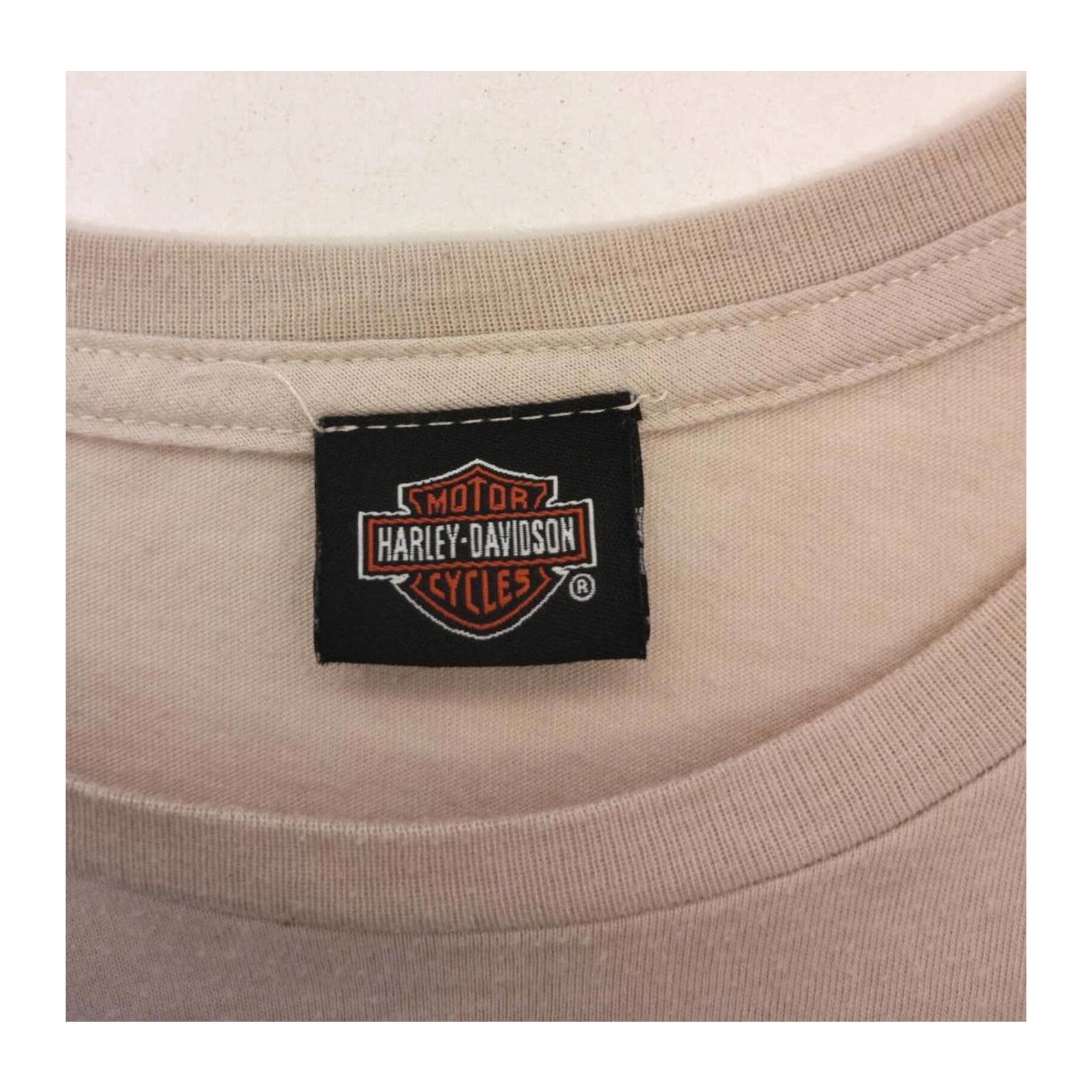 1593 Harley Davidson American Flag Short Sleeve T Shirt Beige 2XL