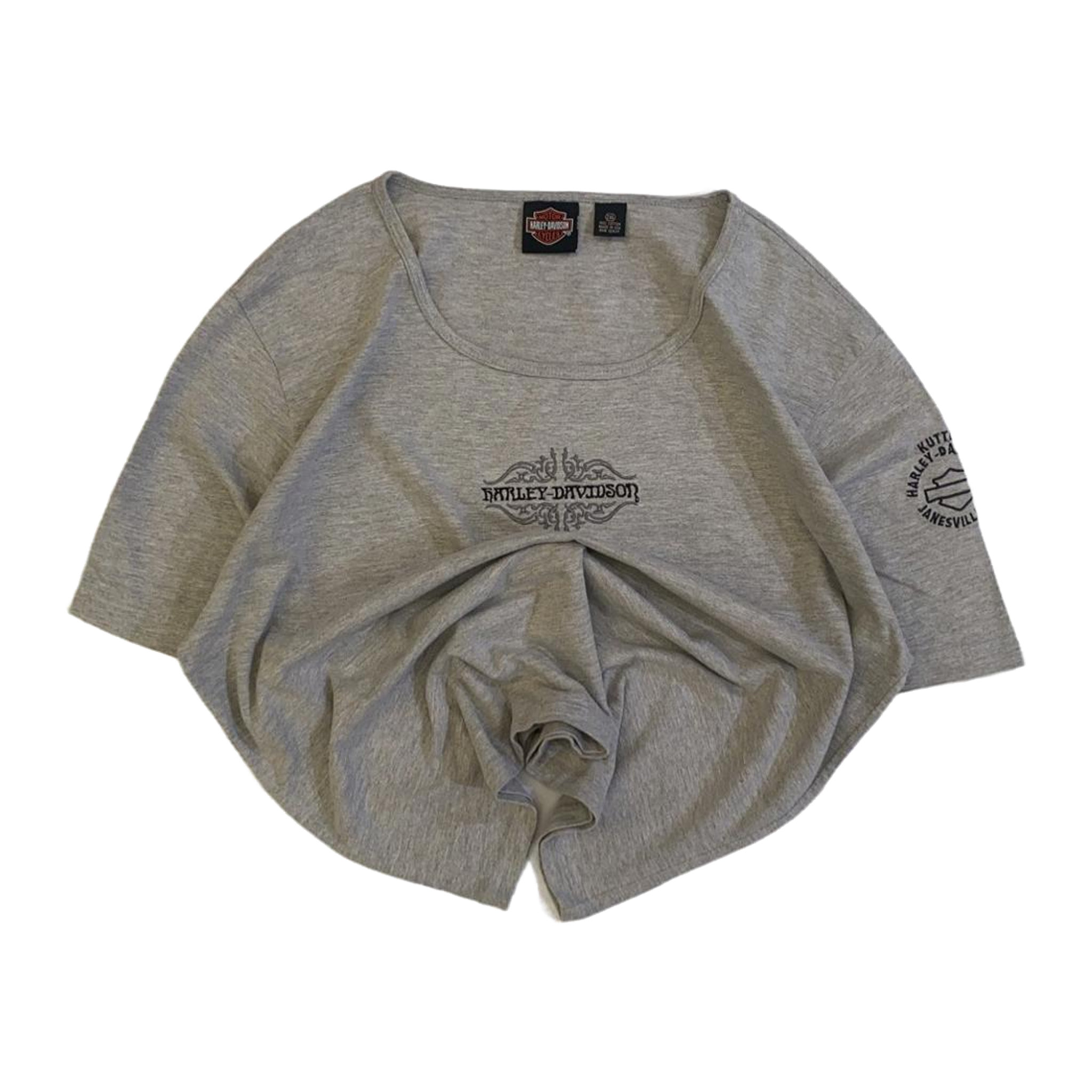1590 Harley Davidson Embroidered Logo Short Sleeve T Shirt Grey 2XL