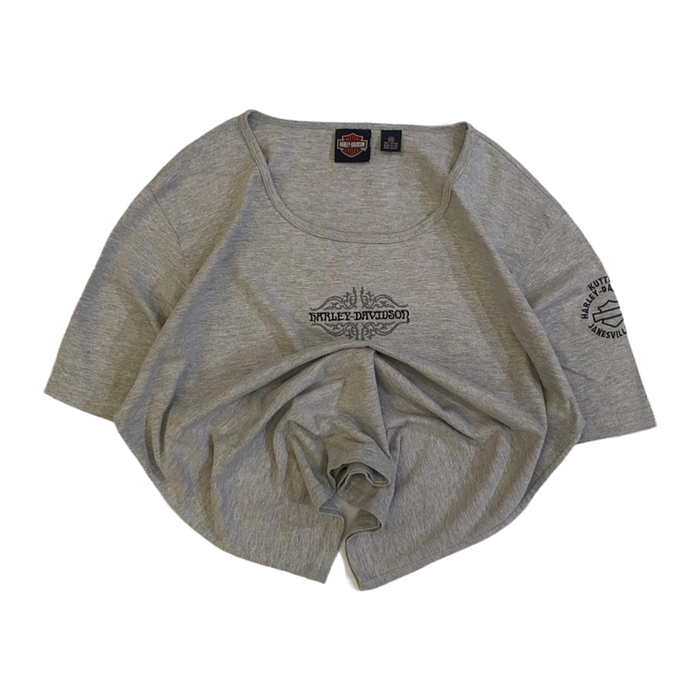 Harley Davidson Embroidered Logo Short Sleeve T Shirt Grey 2XL