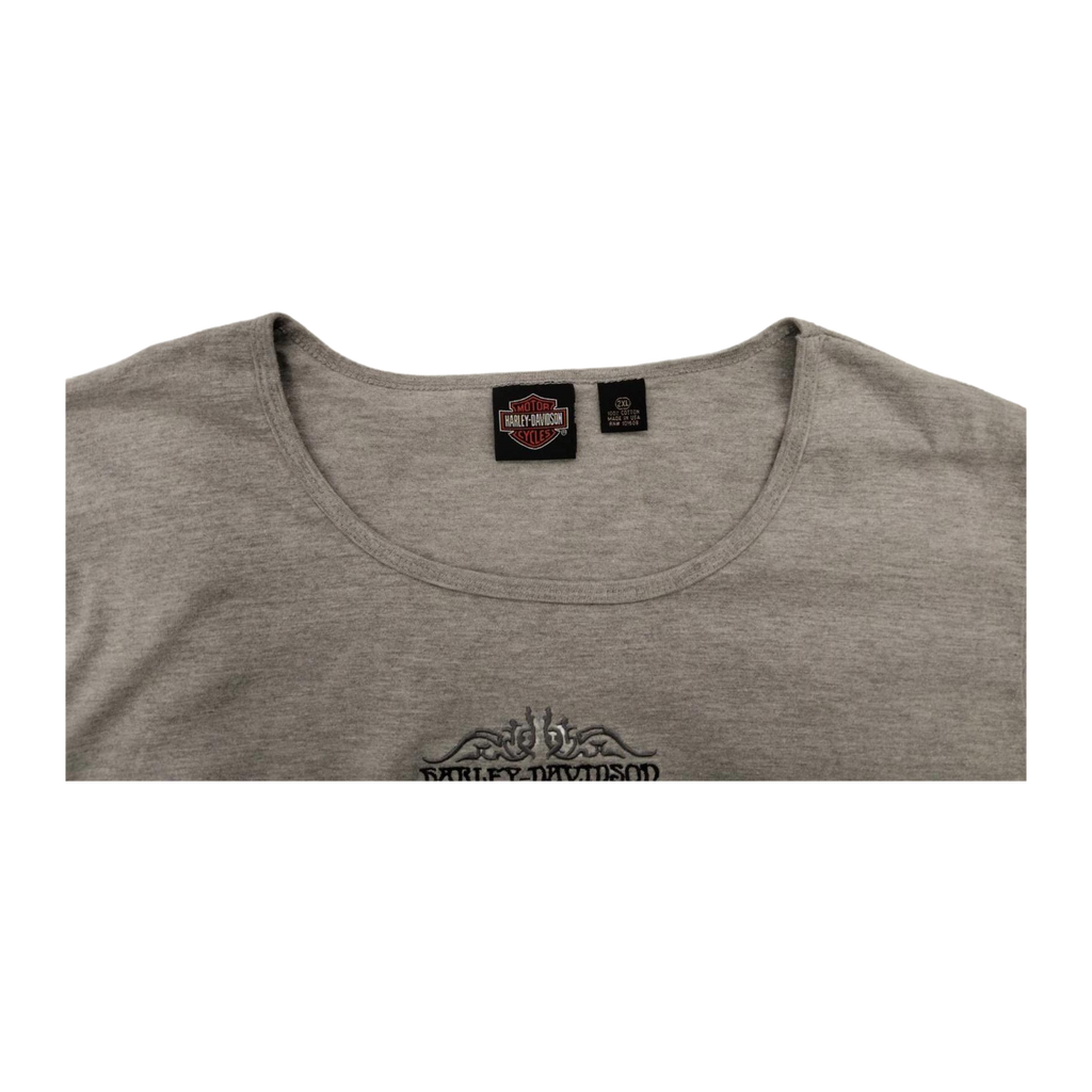 1590 Harley Davidson Embroidered Logo Short Sleeve T Shirt Grey 2XL