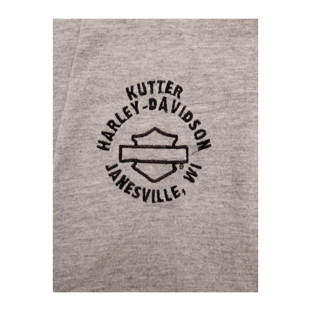 1590 Harley Davidson Embroidered Logo Short Sleeve T Shirt Grey 2XL