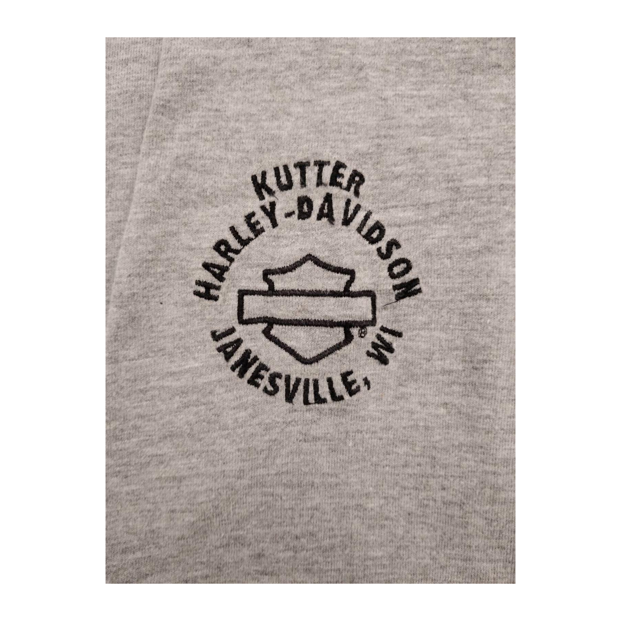 1590 Harley Davidson Embroidered Logo Short Sleeve T Shirt Grey 2XL