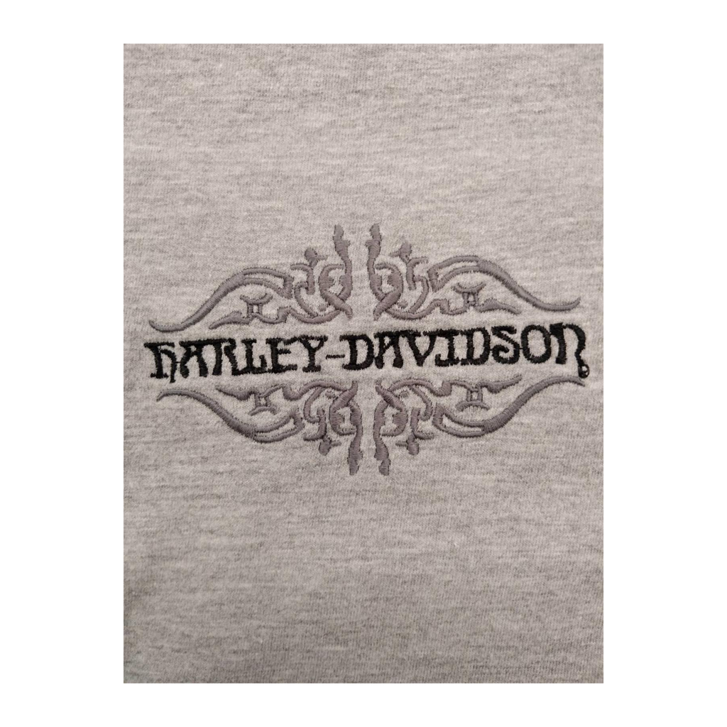 1590 Harley Davidson Embroidered Logo Short Sleeve T Shirt Grey 2XL