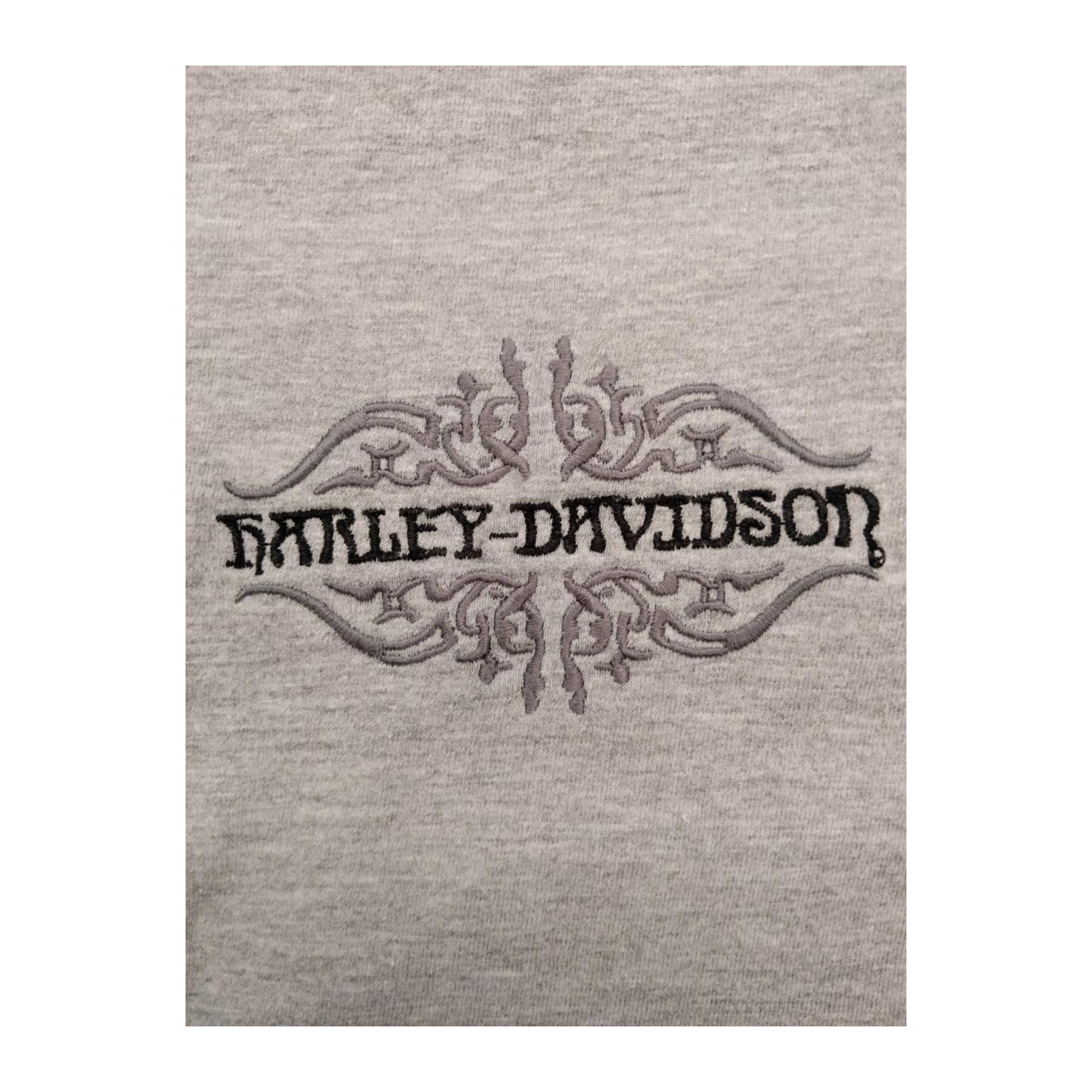 1590 Harley Davidson Embroidered Logo Short Sleeve T Shirt Grey 2XL