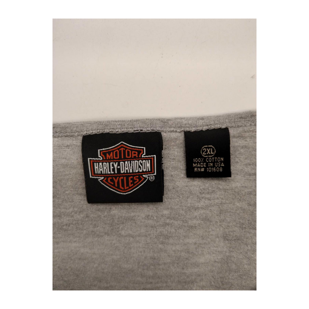 1590 Harley Davidson Embroidered Logo Short Sleeve T Shirt Grey 2XL