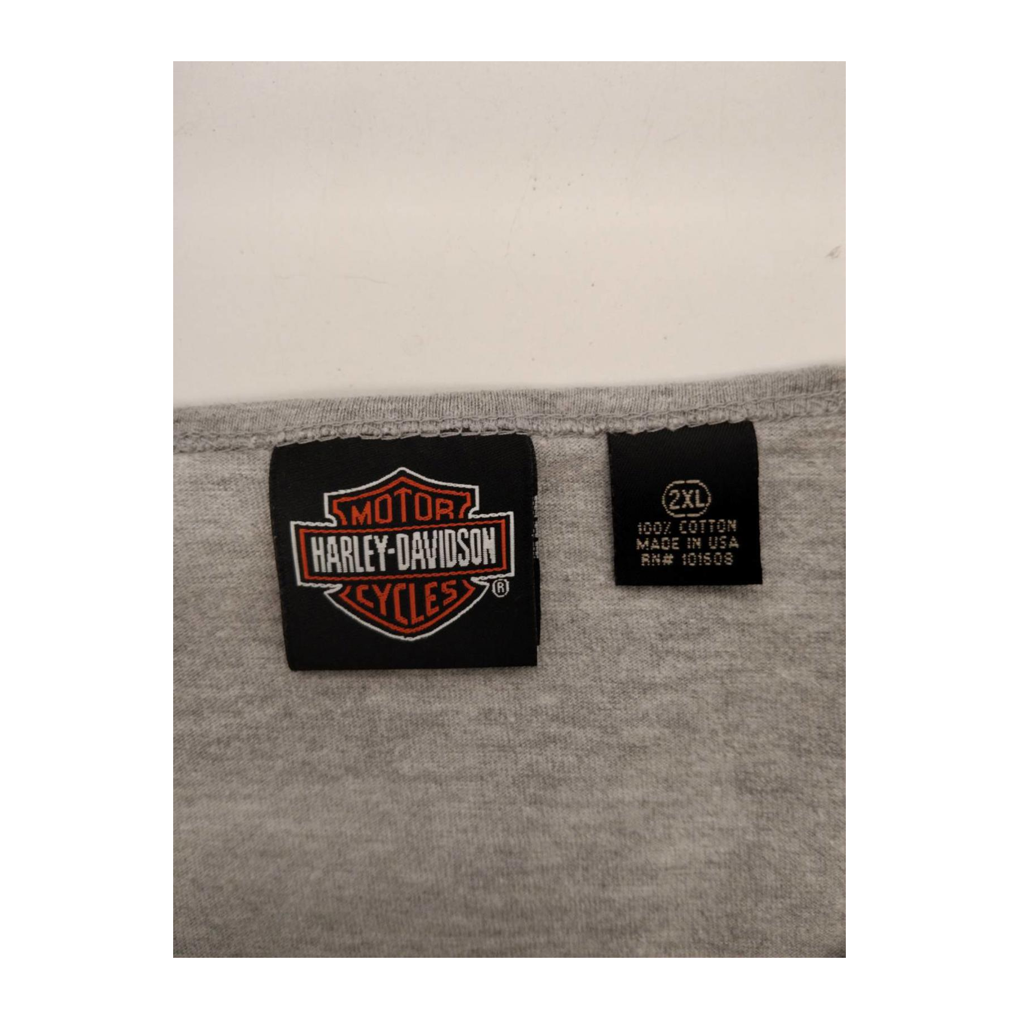 1590 Harley Davidson Embroidered Logo Short Sleeve T Shirt Grey 2XL