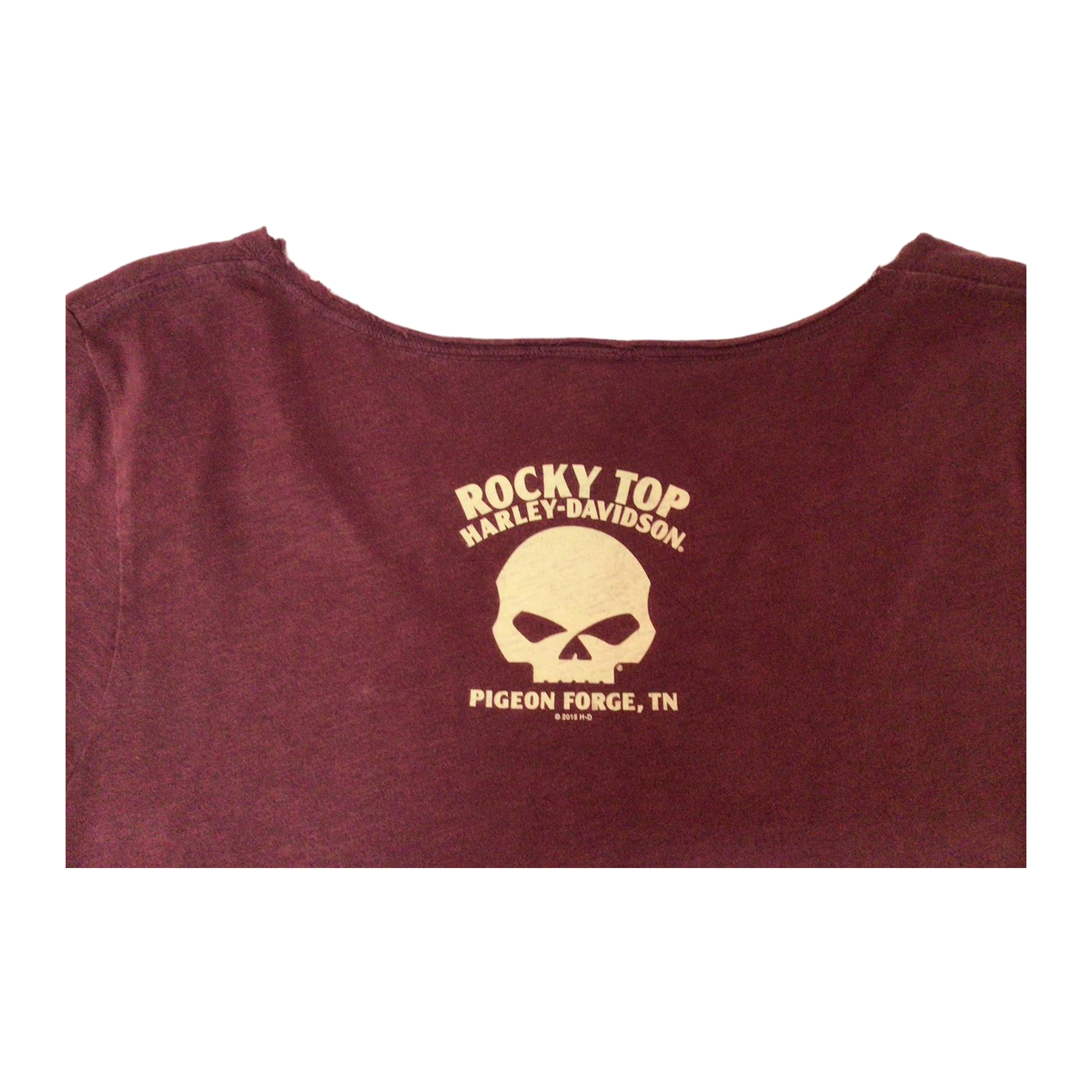 1701 Harley Davidson Skull Rose Graphic Short Sleeve T Shirt Burgundy 3XL