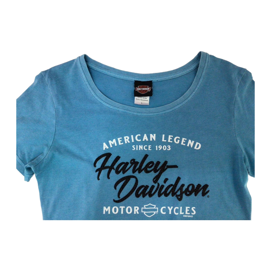 1702 Harley Davidson American Legend Short Sleeve Women's T Shirt Blue L