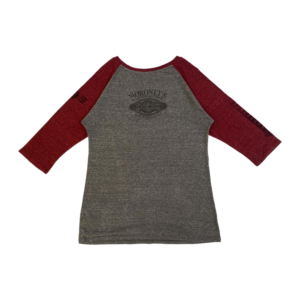 1704 Harley Davidson Women's Quarter Sleeve Baseball T Shirt Grey M