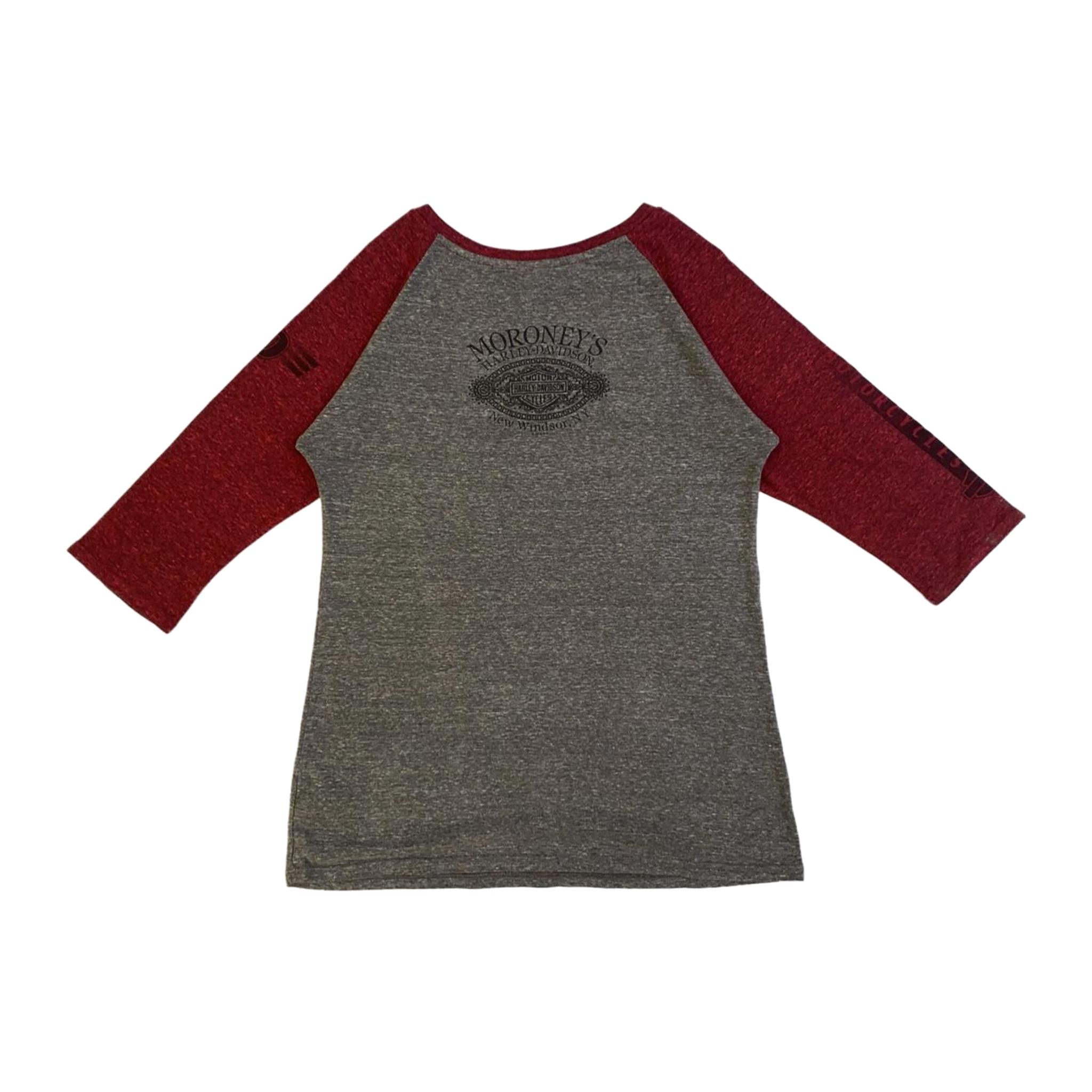 1704 Harley Davidson Women's Quarter Sleeve Baseball T Shirt Grey M