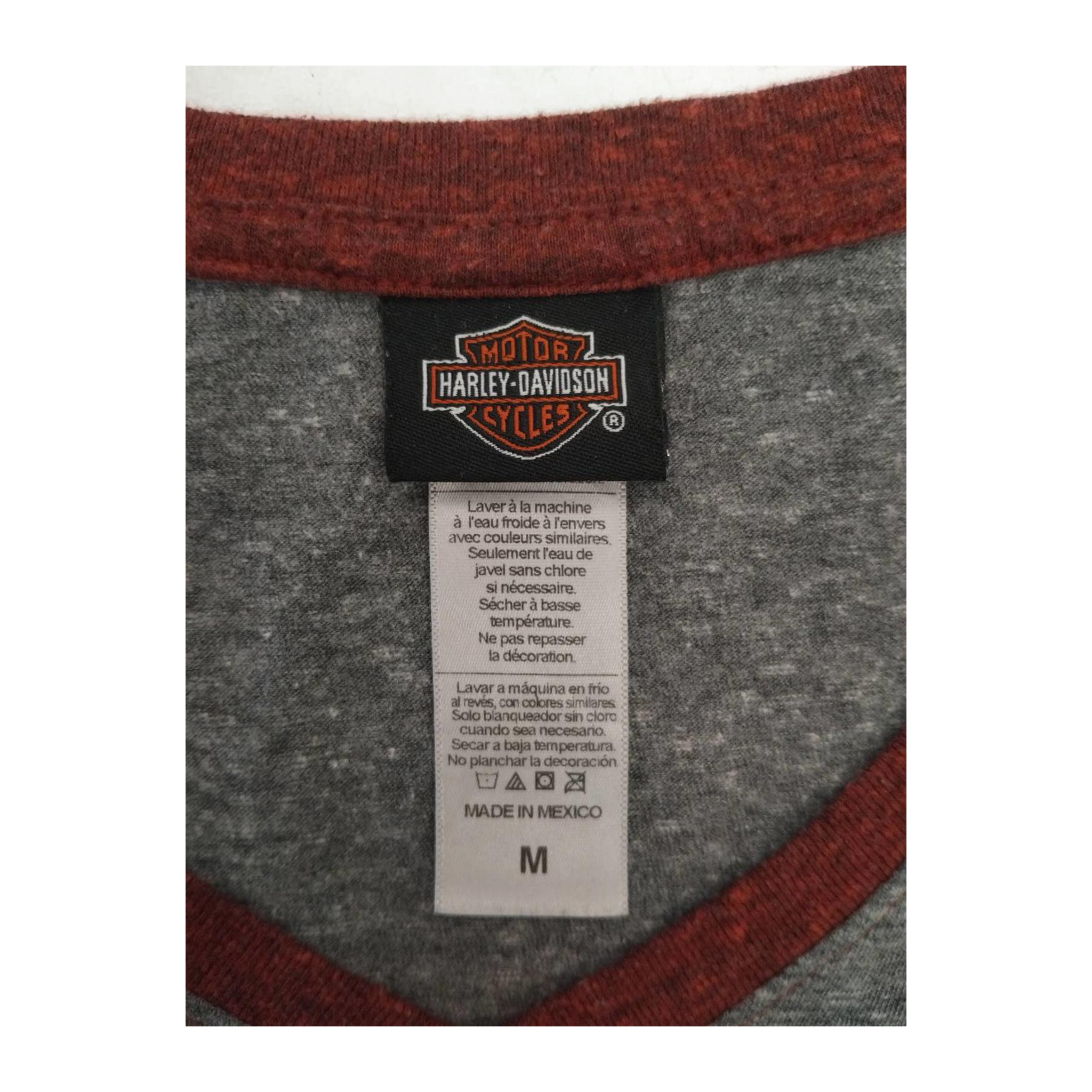1704 Harley Davidson Women's Quarter Sleeve Baseball T Shirt Grey M