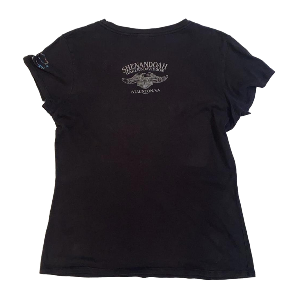 1706 Harley Davidson Women's Filigree Shenandoah Graphic Short Sleeve T Shirt Black XL