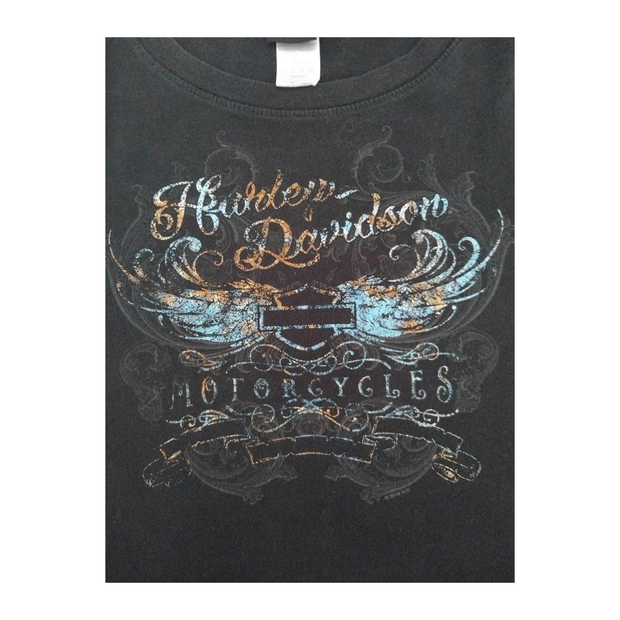 1706 Harley Davidson Women's Filigree Shenandoah Graphic Short Sleeve T Shirt Black XL