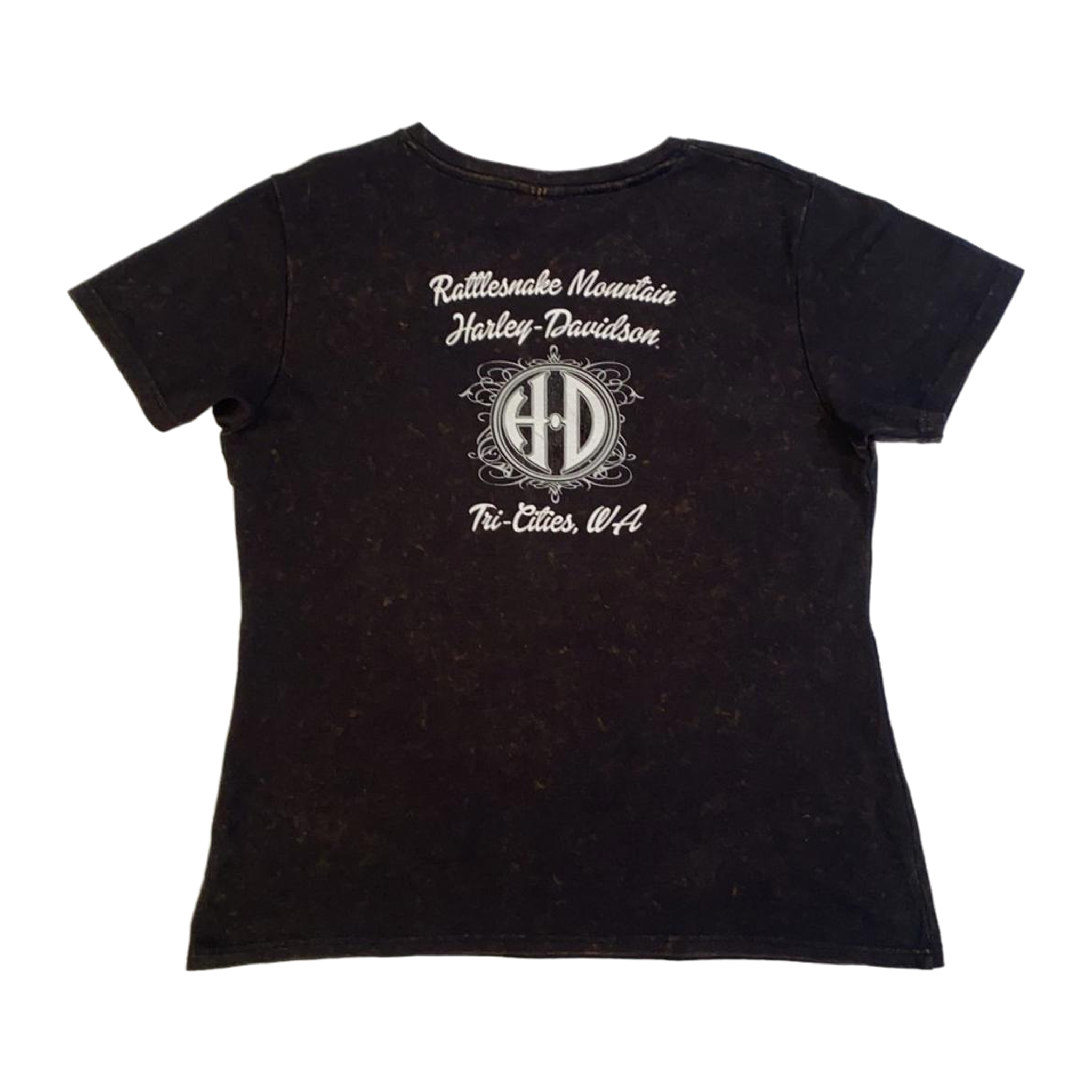 1707 Harley Davidson Floral Skull Ride Free Short Sleeve T Shirt Black XL