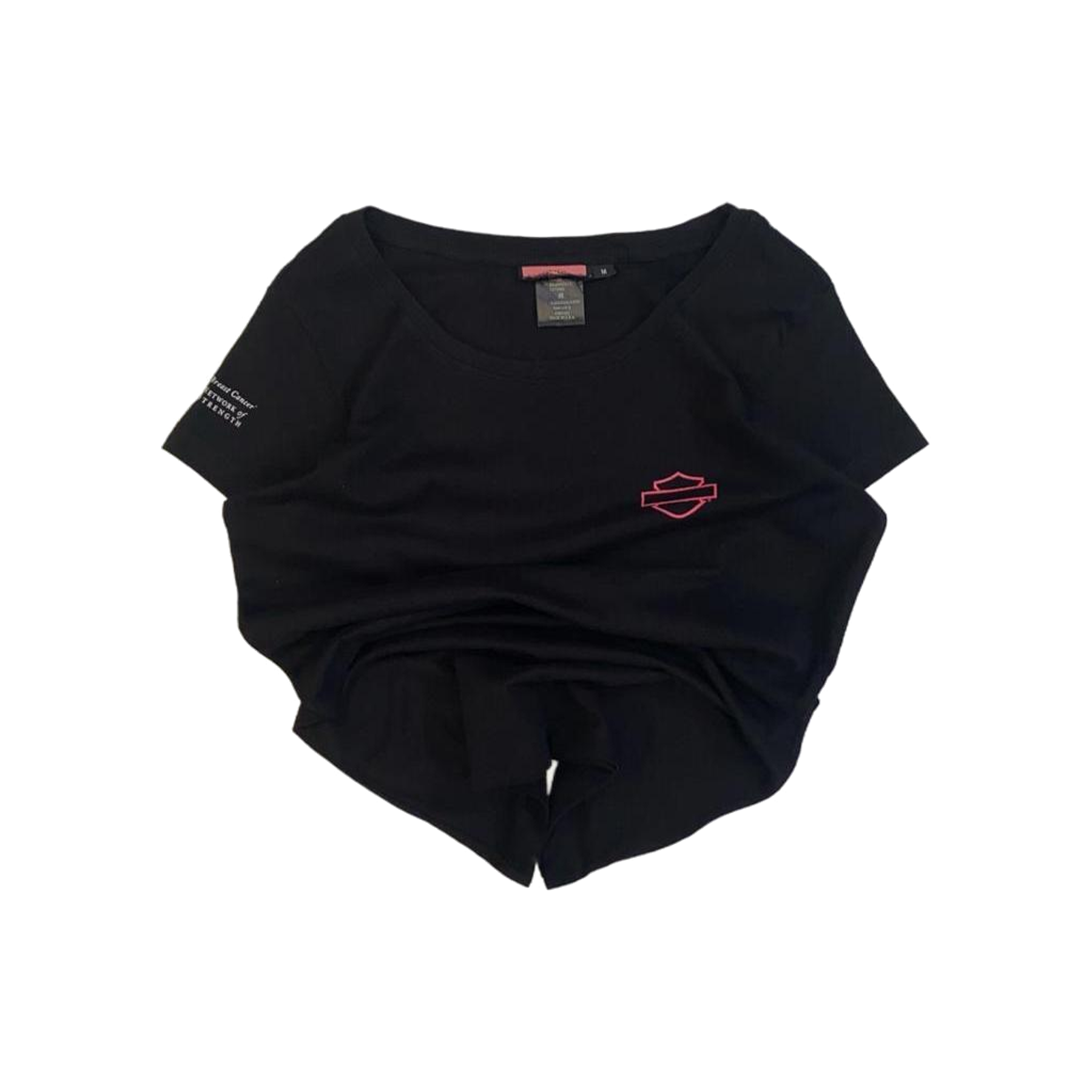 1708 Harley Davidson Women's Pink Ribbon Short Sleeve T Shirt Black M