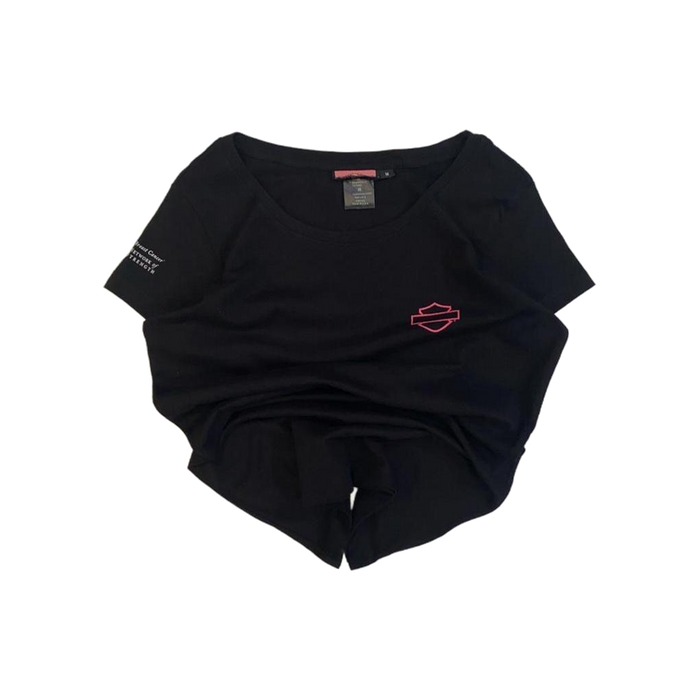 Harley Davidson Women's Pink Ribbon Short Sleeve T Shirt Black M
