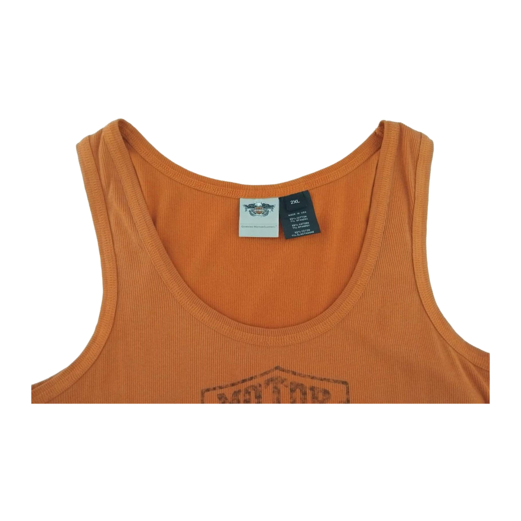 1712 Harley Davidson Women's Ribbed Logo Graphic Tank Top Orange XL