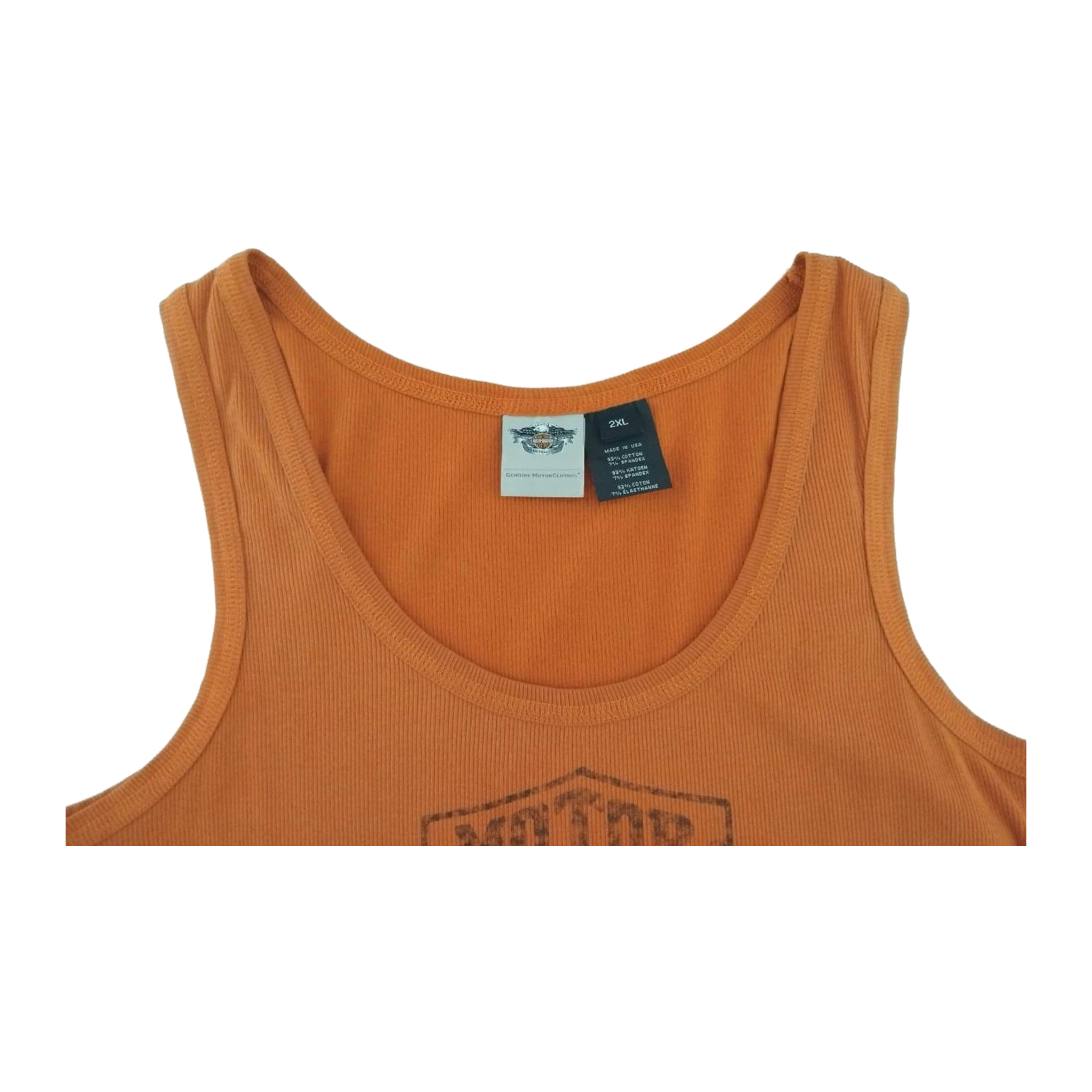 1712 Harley Davidson Women's Ribbed Logo Graphic Tank Top Orange XL