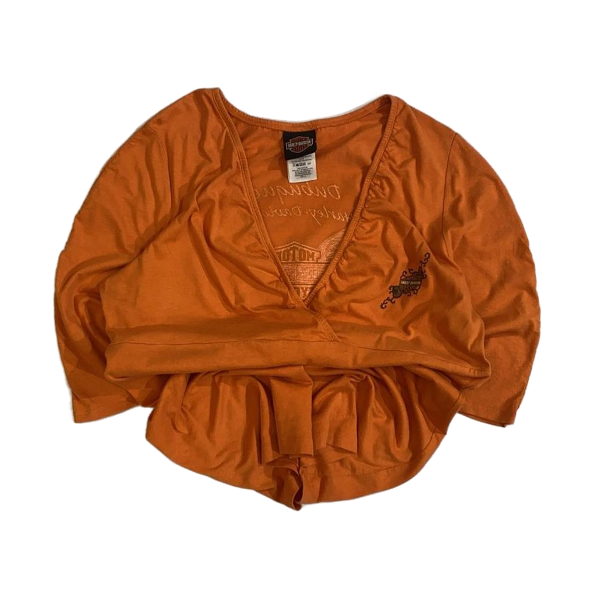 1717 Harley Davidson Women's Deep V Neck Blouse Orange XL