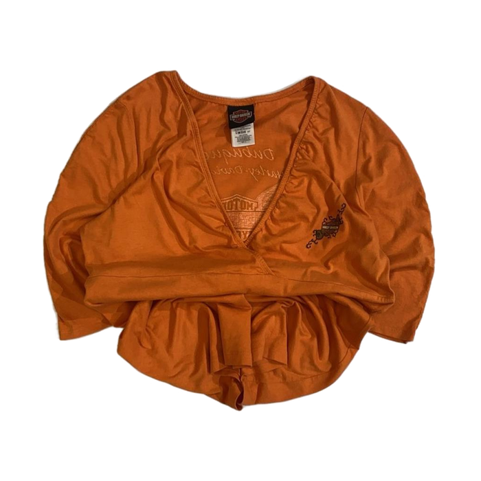 Harley Davidson Women's Deep V Neck Blouse Orange XL