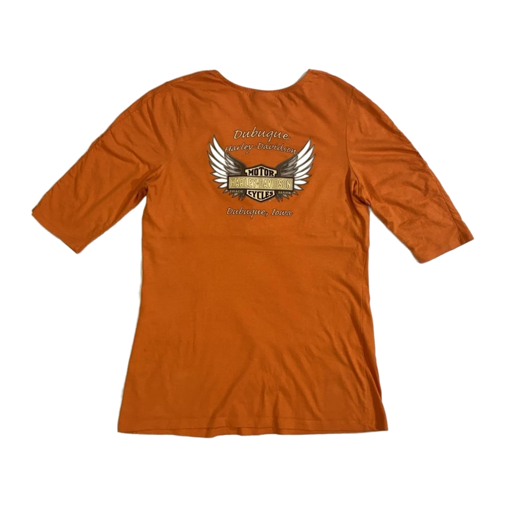 1717 Harley Davidson Women's Deep V Neck Blouse Orange XL