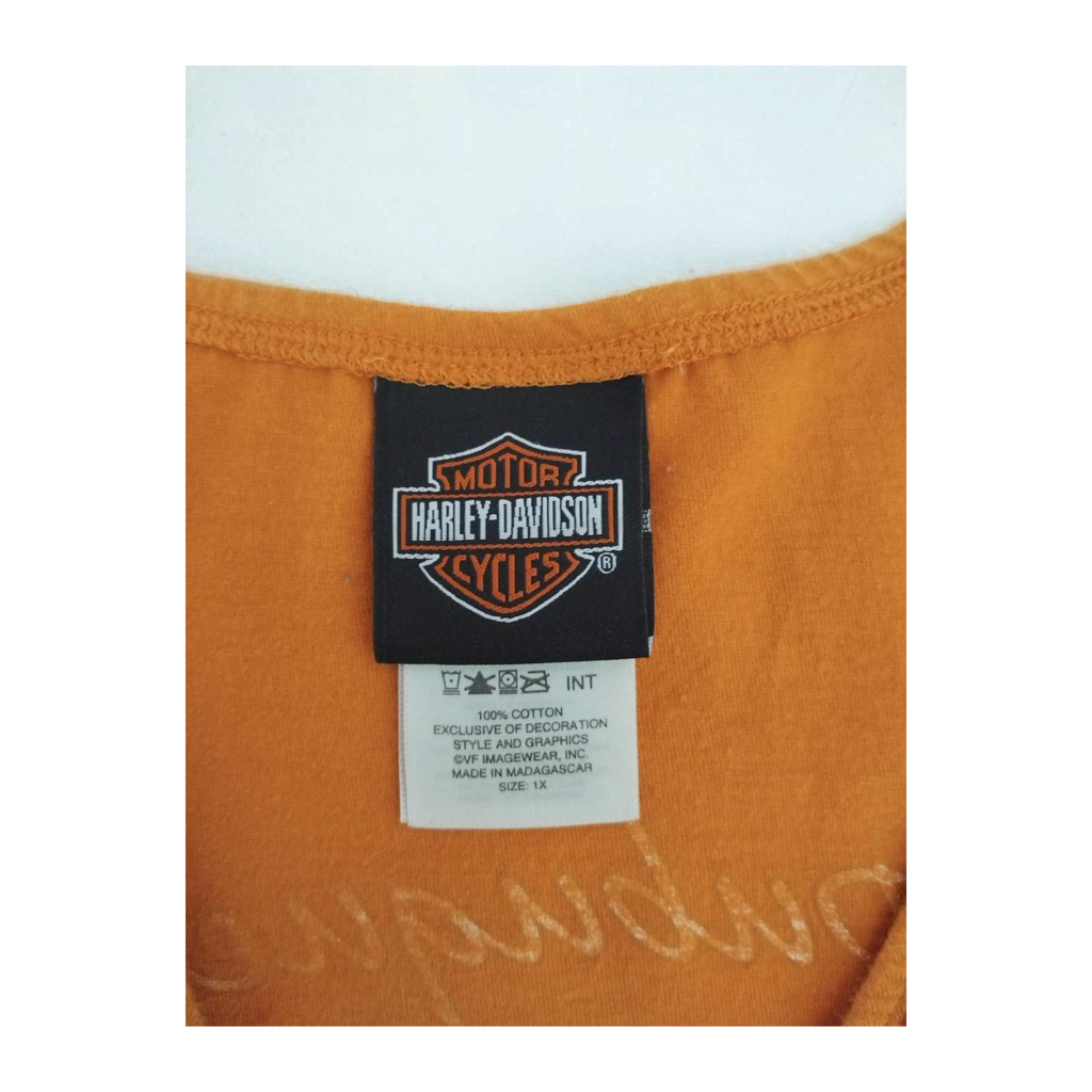 1717 Harley Davidson Women's Deep V Neck Blouse Orange XL