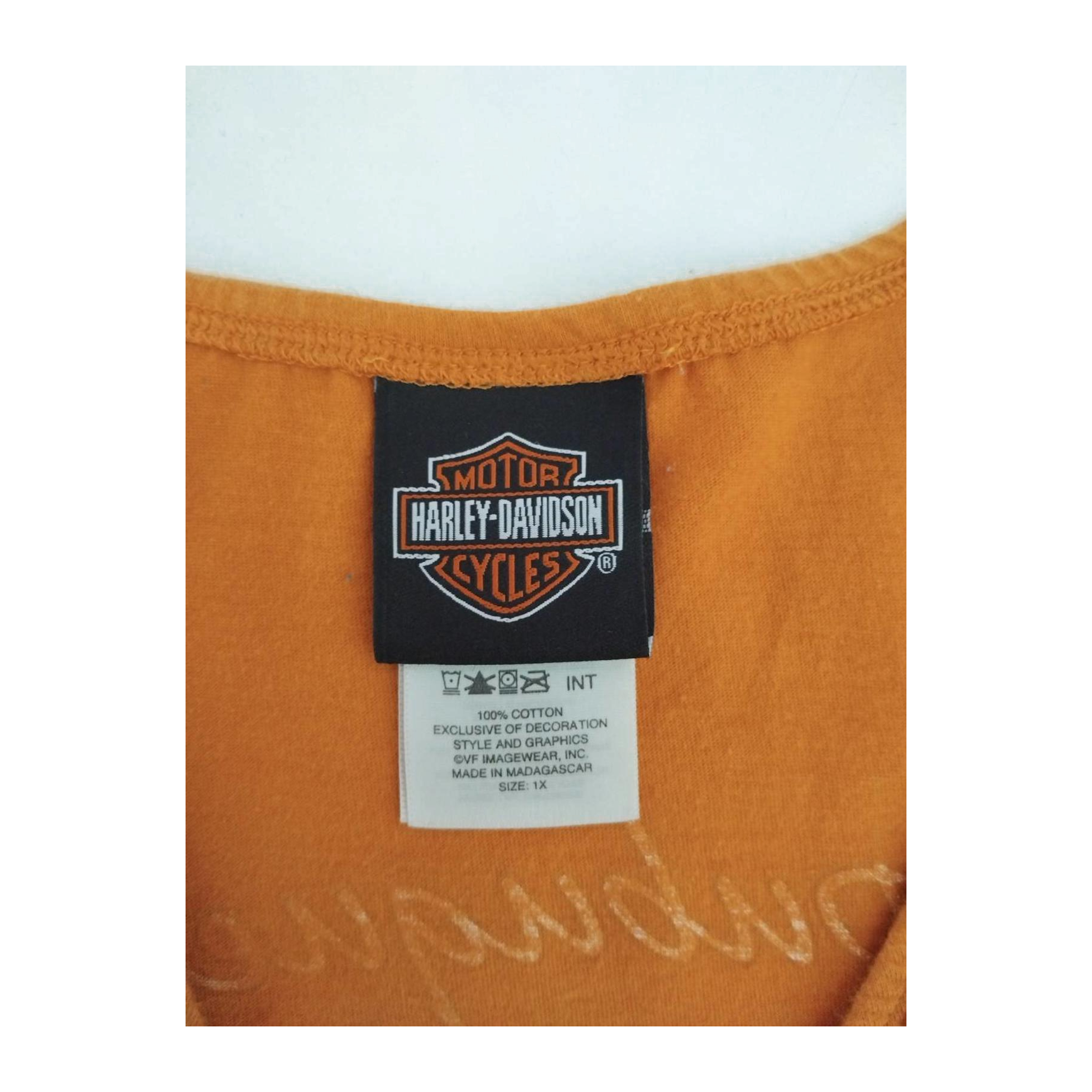 1717 Harley Davidson Women's Deep V Neck Blouse Orange XL