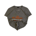 1719 Harley Davidson Women's Floral Logo Short Sleeve V Neck T Shirt Grey S
