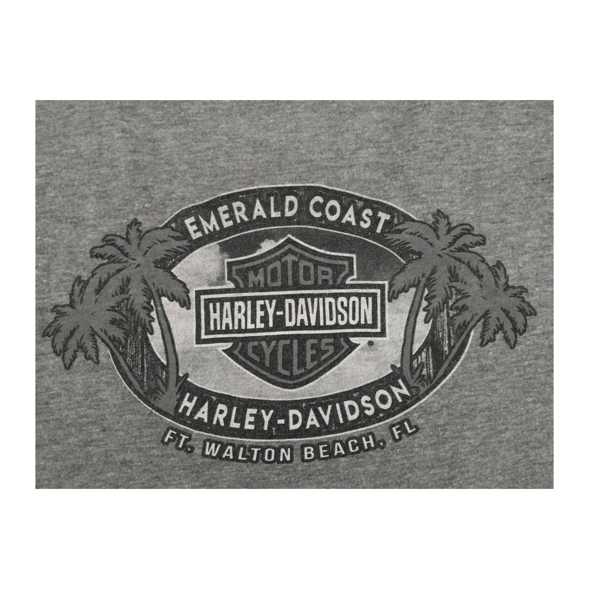 1719 Harley Davidson Women's Floral Logo Short Sleeve V Neck T Shirt Grey S