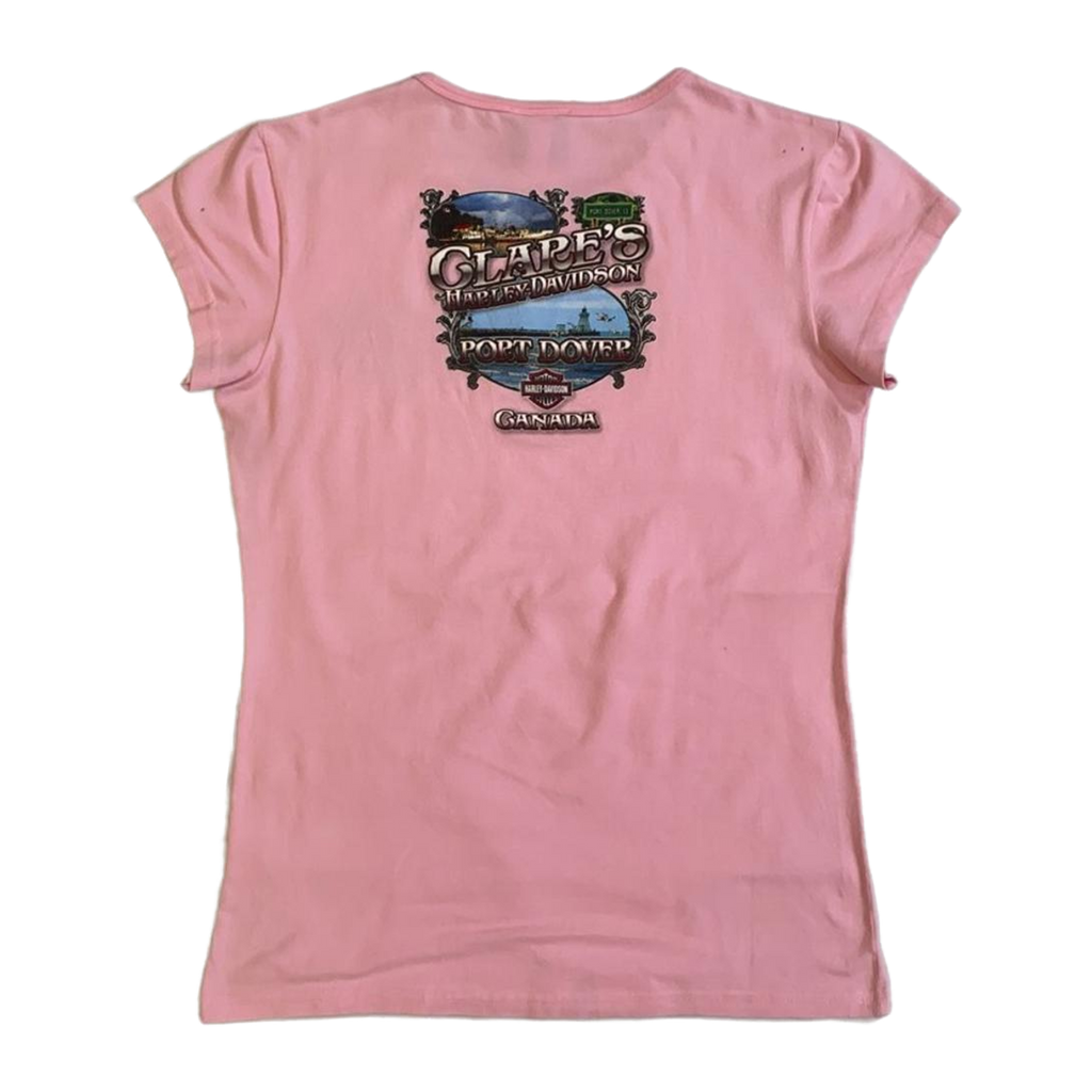 1720 Harley Davidson Women's Clare's Port Dover Short Sleeve T Shirt Pink L
