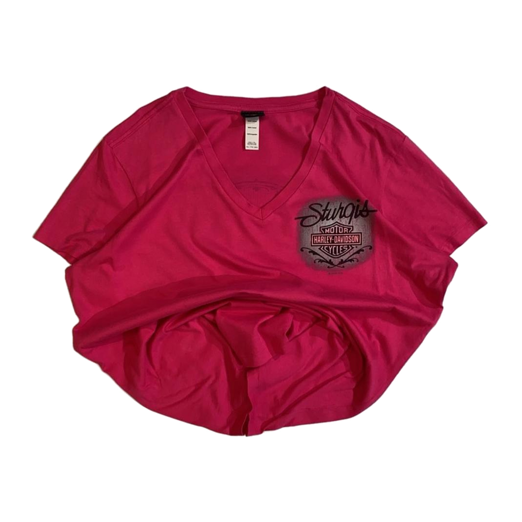 1721 Harley Davidson Women's Sturgis Short Sleeve V Neck T Shirt Magenta XXL