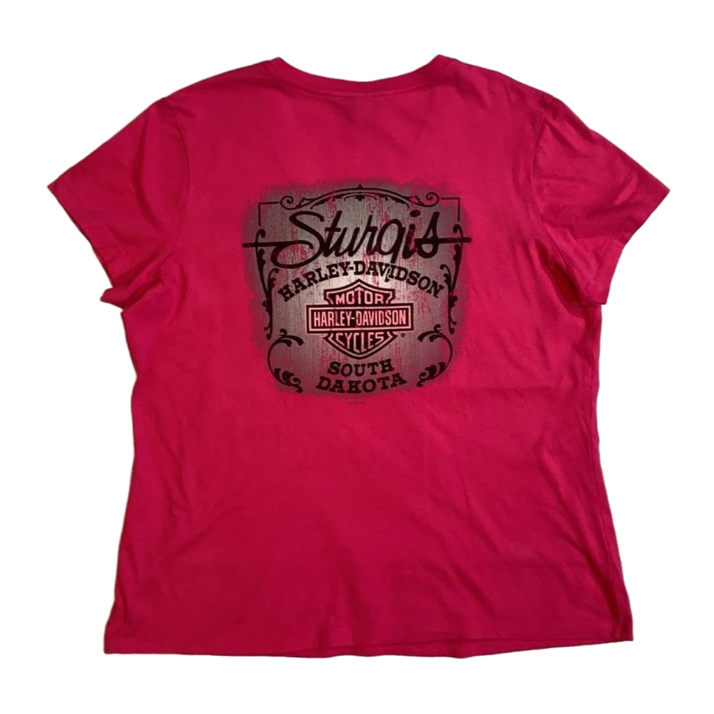 1721 Harley Davidson Women's Sturgis Short Sleeve V Neck T Shirt Magenta XXL