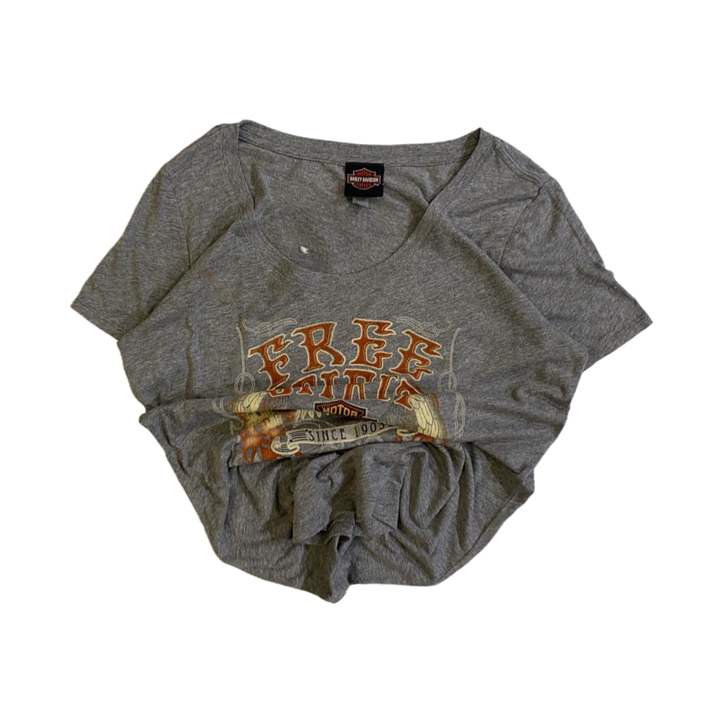1722 Harley Davidson Women's Free Spirit Graphic Short Sleeve T Shirt Grey XL