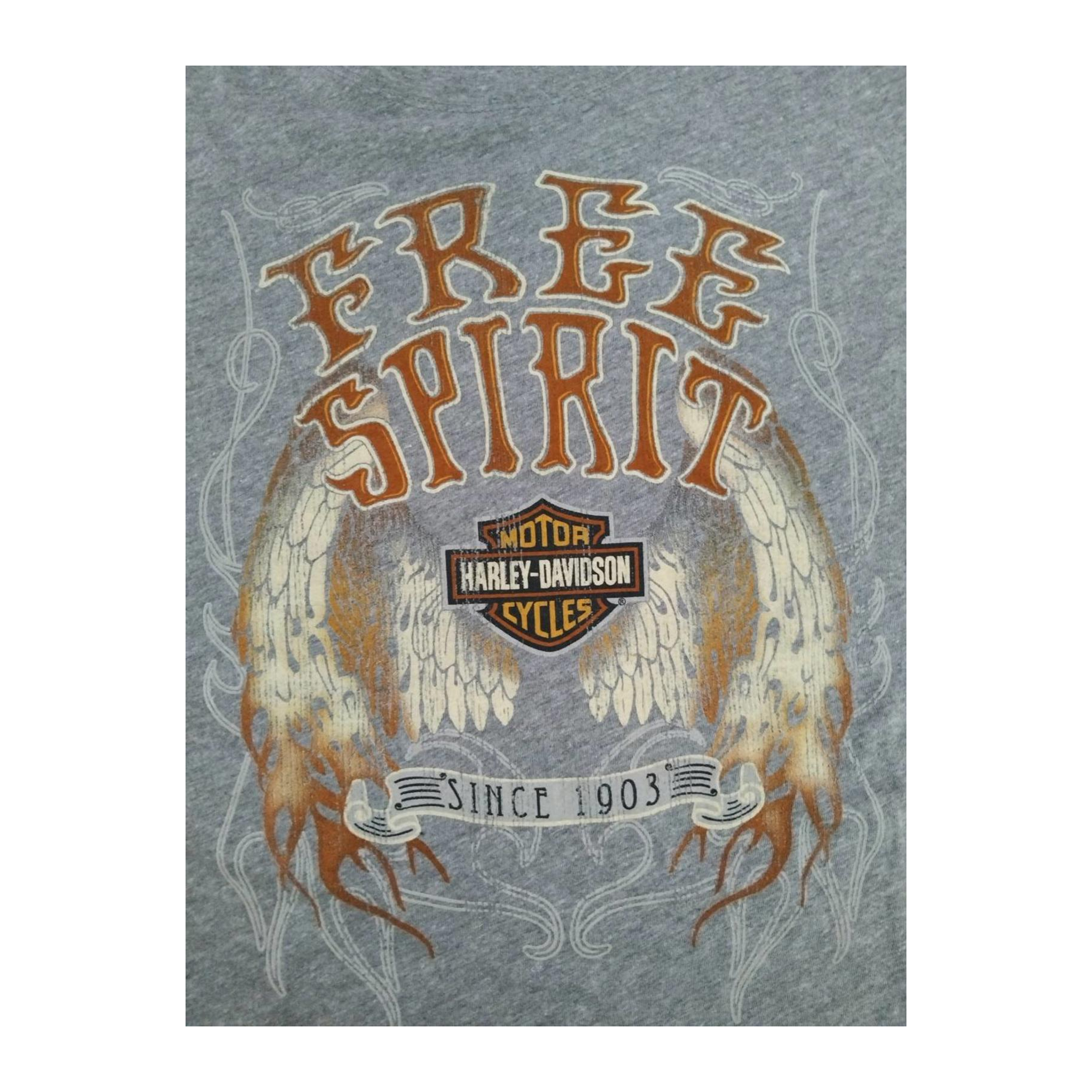 1722 Harley Davidson Women's Free Spirit Graphic Short Sleeve T Shirt Grey XL