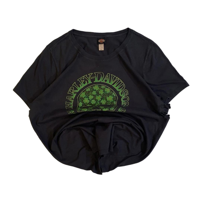 Harley Davidson Women's Clover Skull Short Sleeve T Shirt Black XXL