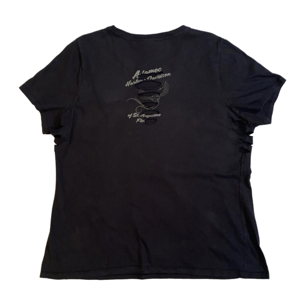 1726 Harley Davidson Women's Clover Skull Short Sleeve T Shirt Black XXL
