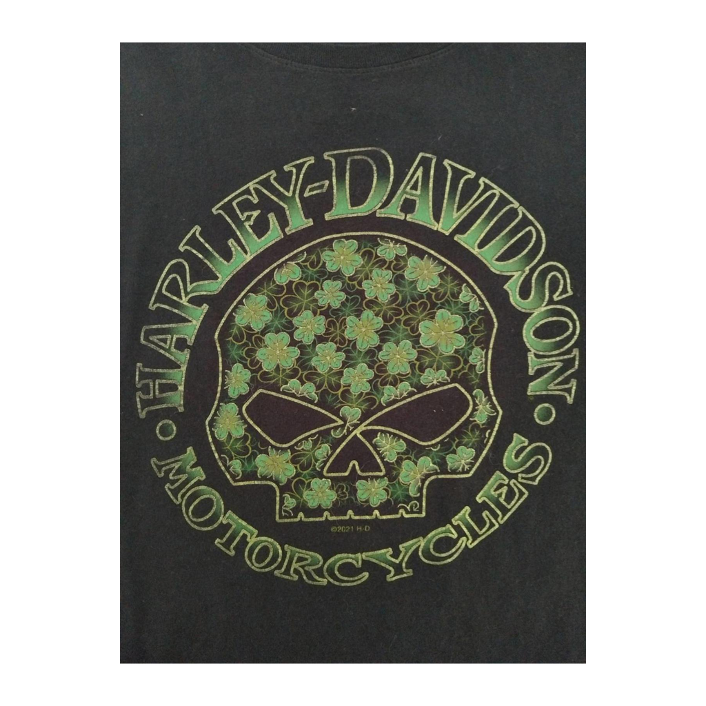 1726 Harley Davidson Women's Clover Skull Short Sleeve T Shirt Black XXL