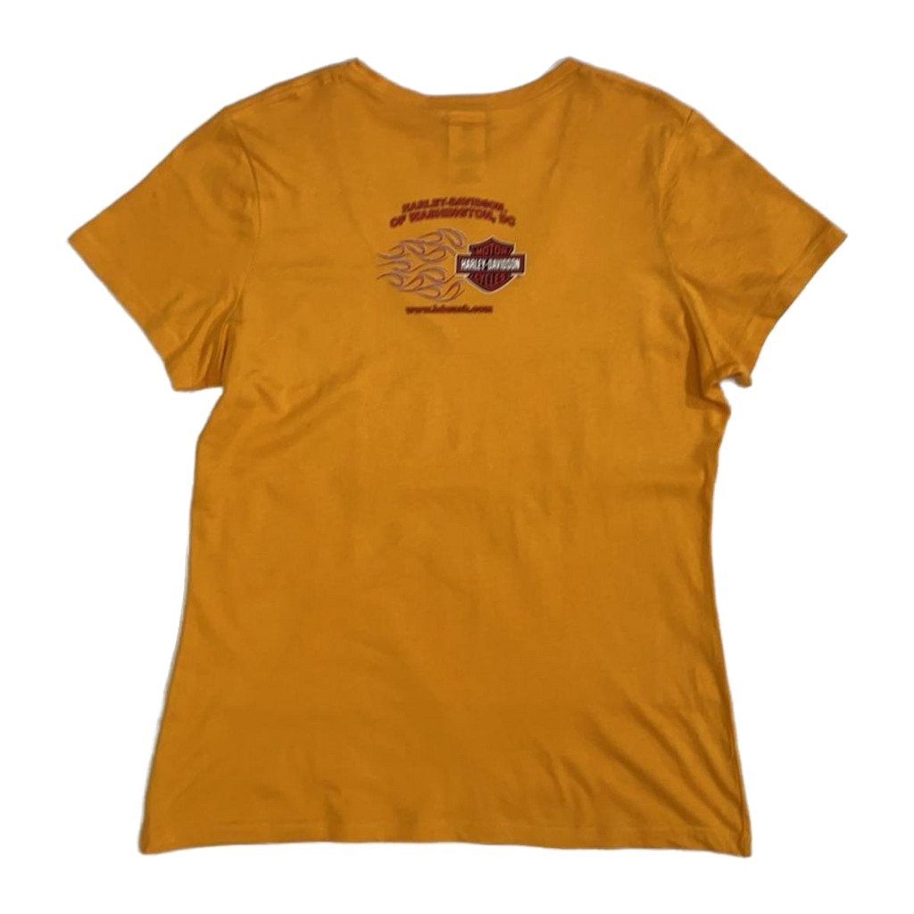 1727 Harley Davidson Women's Short Sleeve V Neck T Shirt Yellow XL