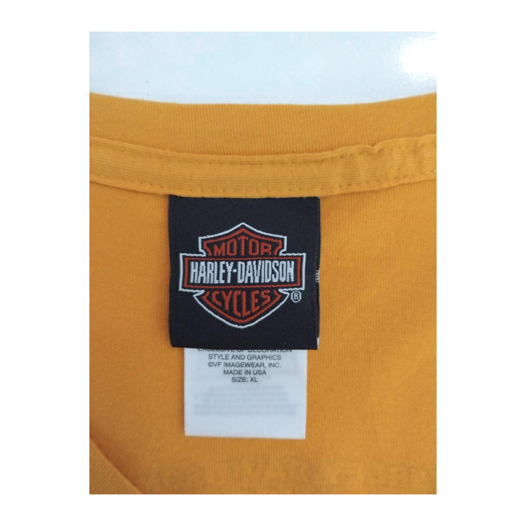 1727 Harley Davidson Women's Short Sleeve V Neck T Shirt Yellow XL