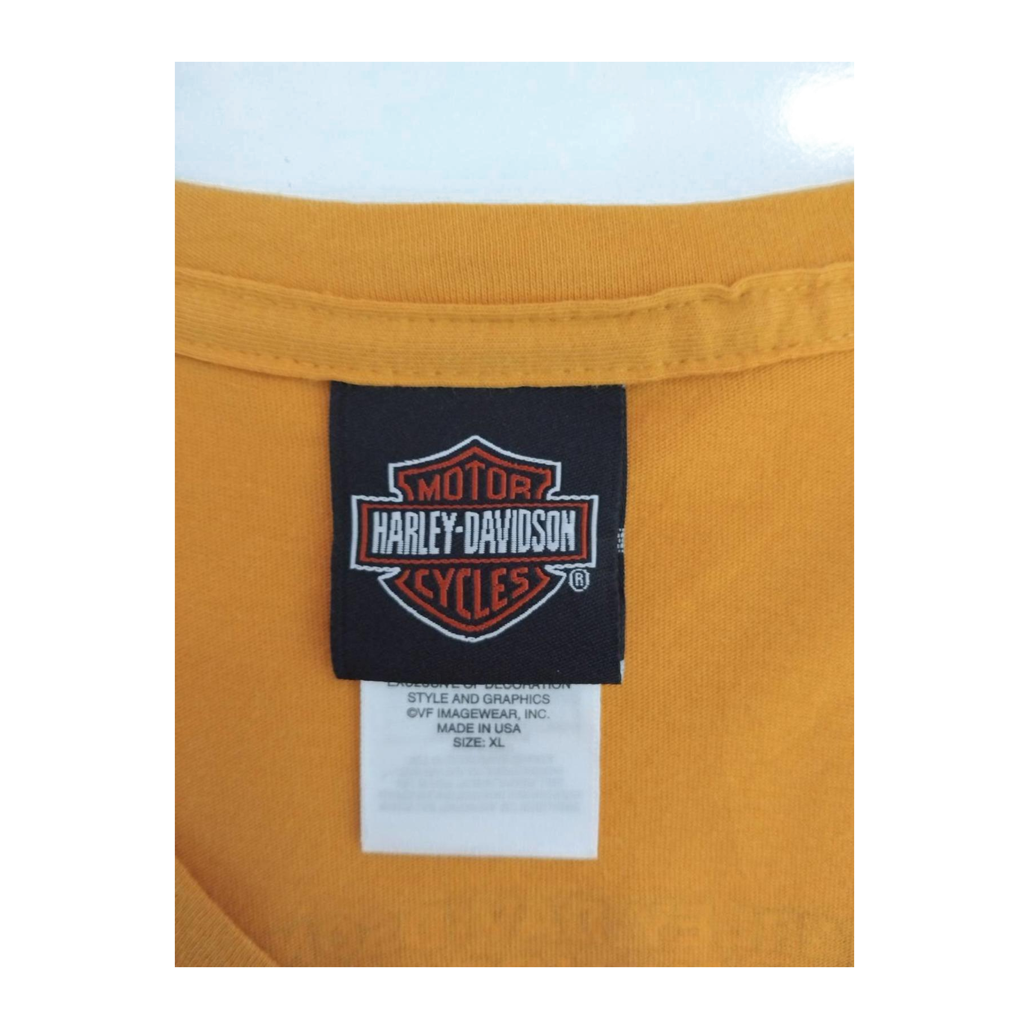 1727 Harley Davidson Women's Short Sleeve V Neck T Shirt Yellow XL