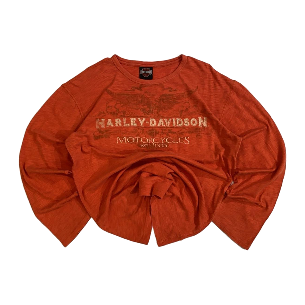 1728 Harley Davidson Men's Long Sleeve T Shirt Orange XL