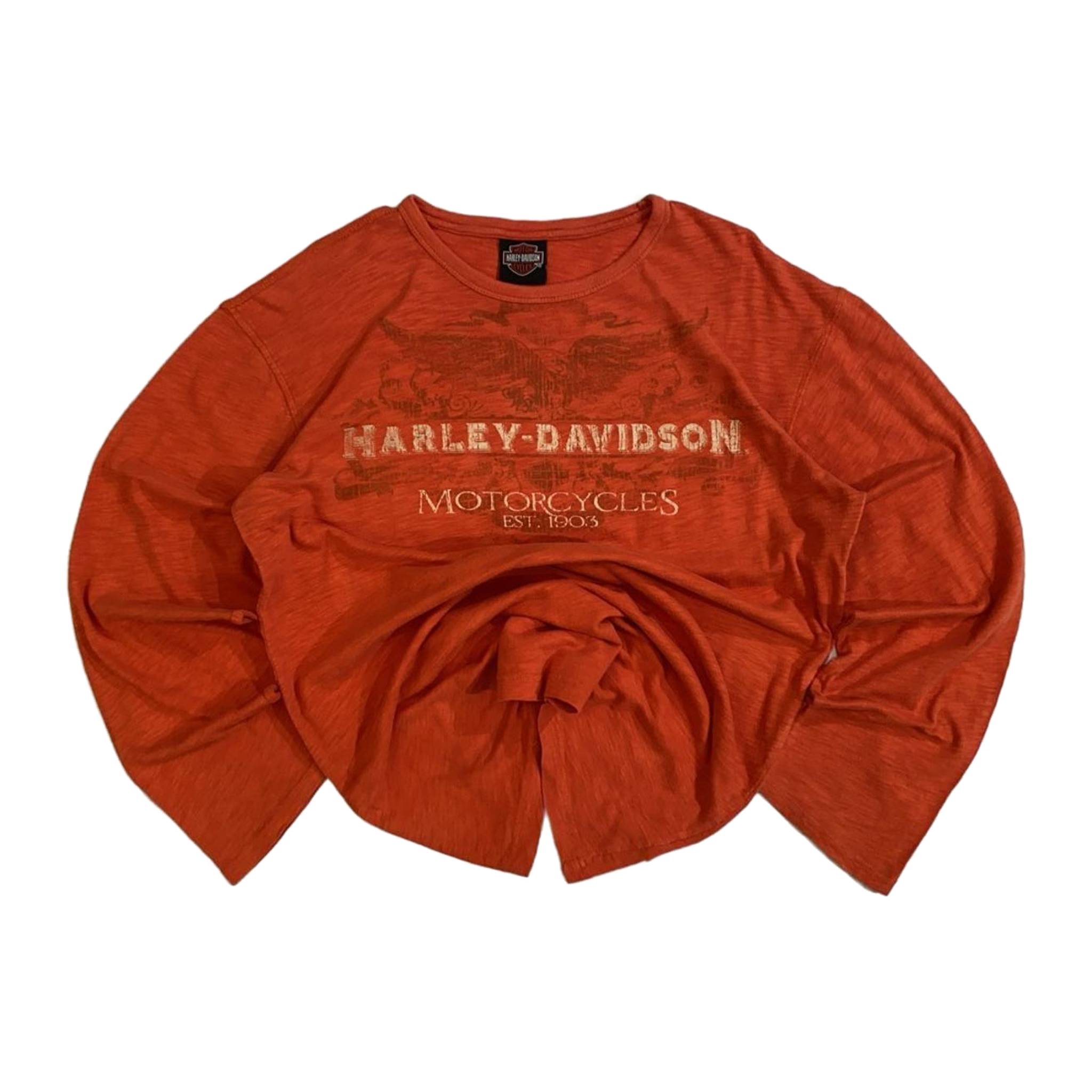 1728 Harley Davidson Men's Long Sleeve T Shirt Orange XL