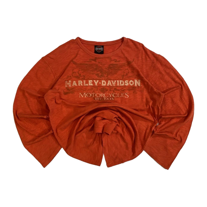 Harley Davidson Men's Long Sleeve T Shirt Orange XL
