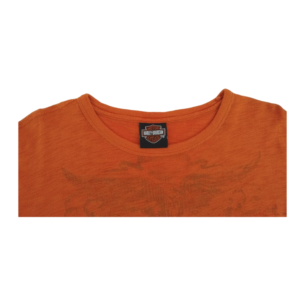 1728 Harley Davidson Men's Long Sleeve T Shirt Orange XL