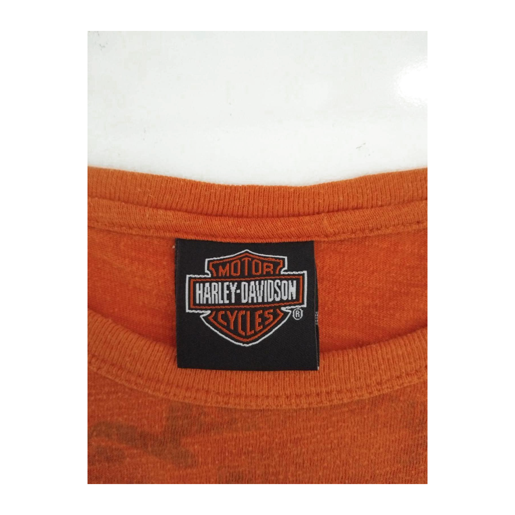 1728 Harley Davidson Men's Long Sleeve T Shirt Orange XL