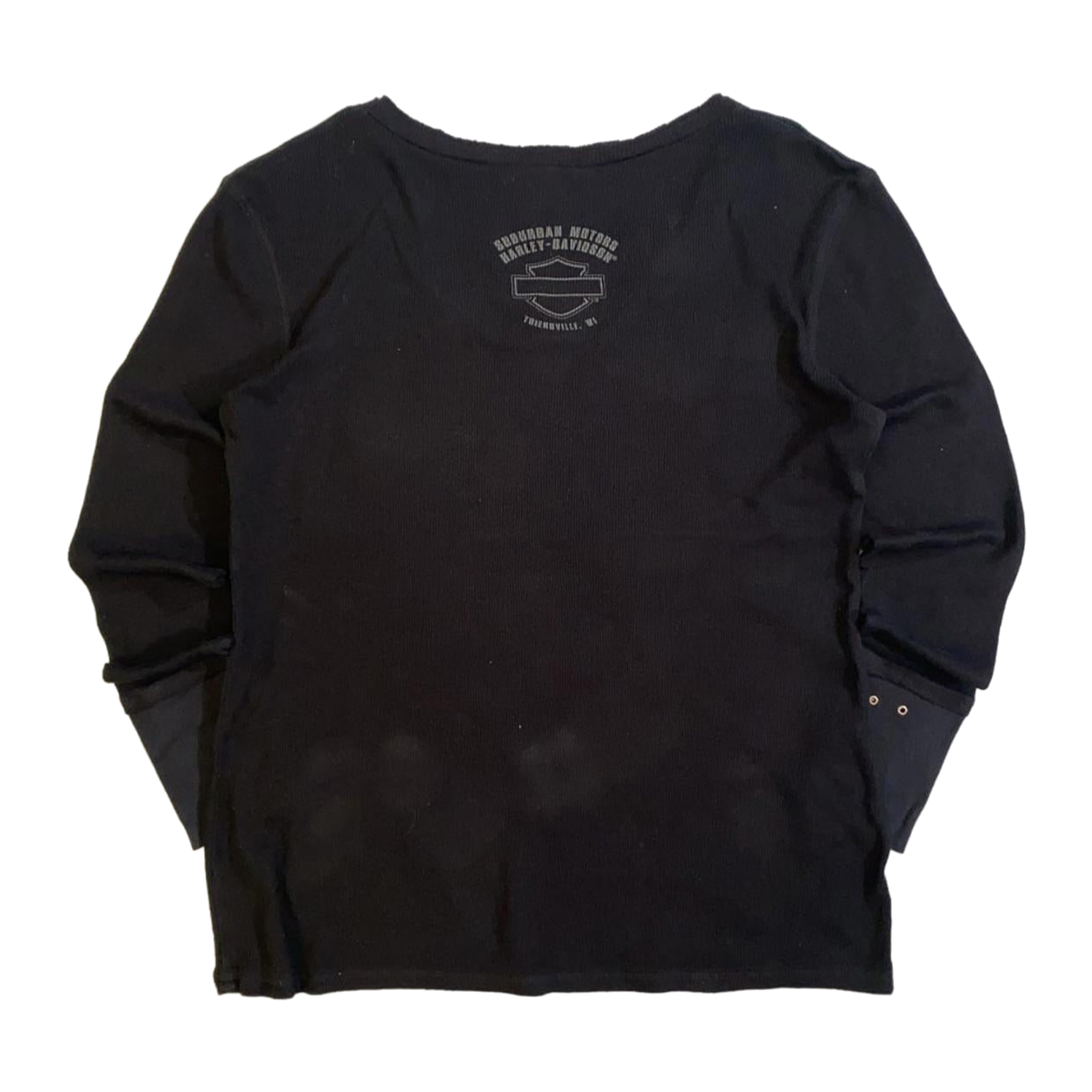 1729 Harley Davidson Women's Waffle Knit Long Sleeve Shirt Black XXL