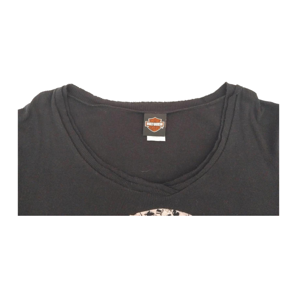 1729 Harley Davidson Women's Waffle Knit Long Sleeve Shirt Black XXL