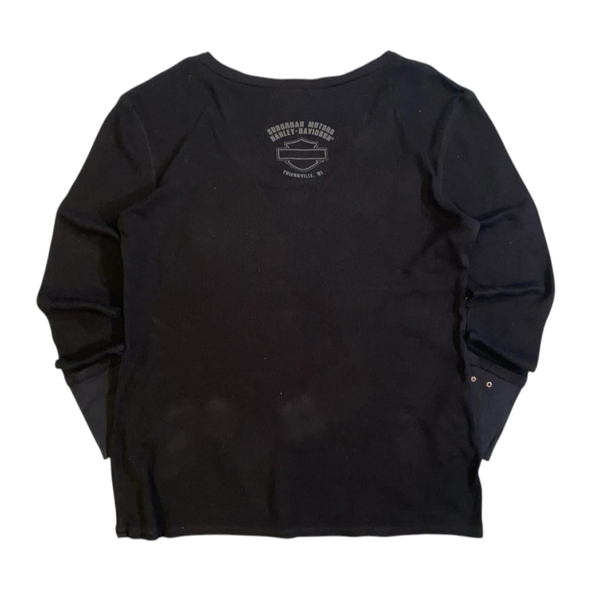 1729 Harley Davidson Women's Waffle Knit Long Sleeve Shirt Black XXL