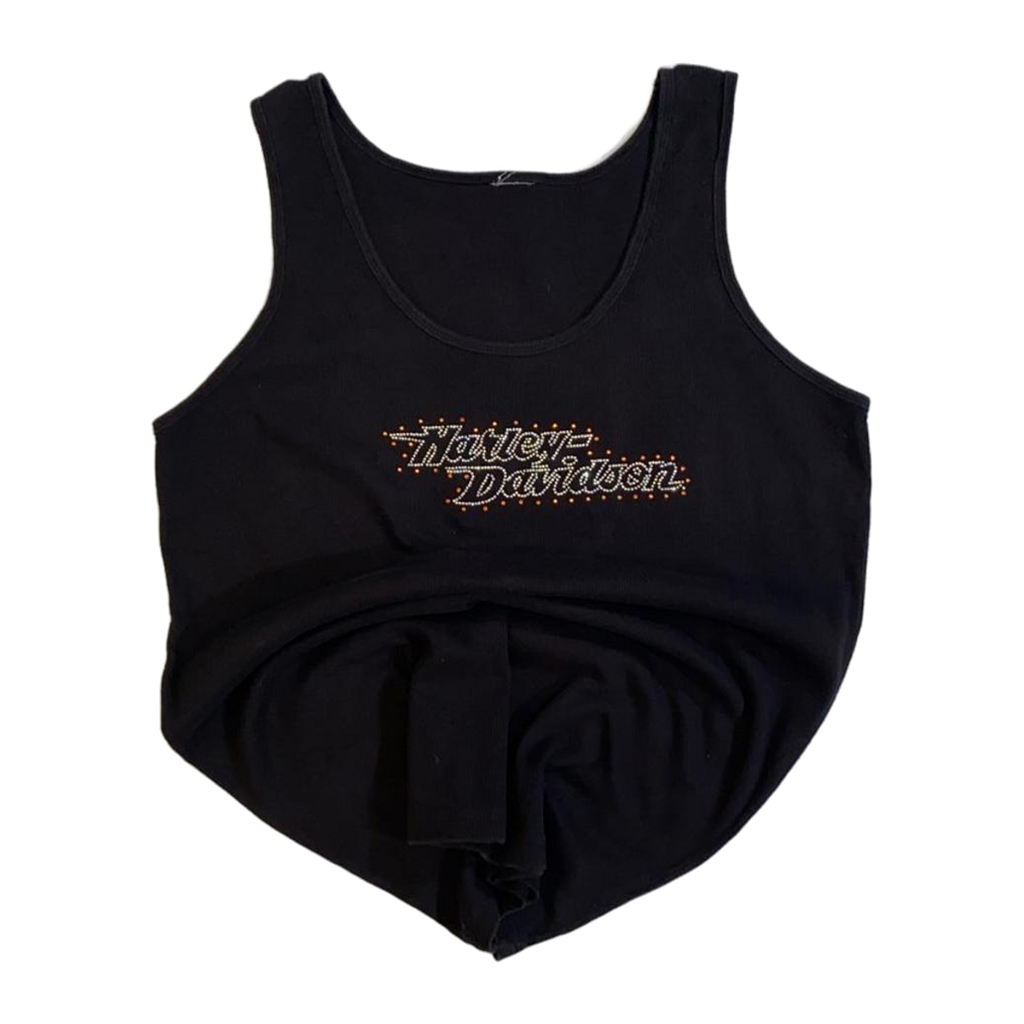 1730 Harley Davidson Women's Bedazzled Logo Tank Top Black L